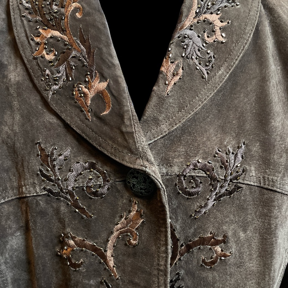 Funky brown suede jacket, Coldwater creek designs size PL - Picture 4 of 8